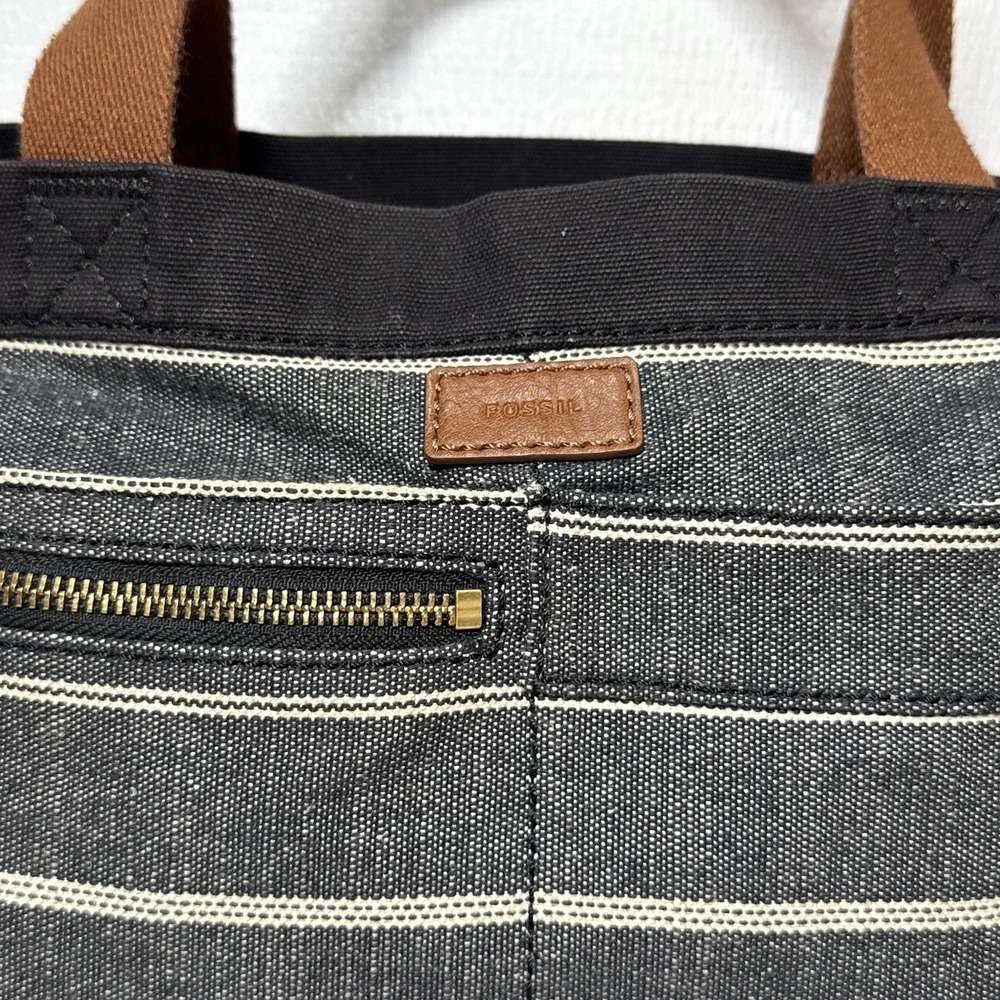 Fossil Travel Crossbody Bag Purse Satchel, Pockets, Black Gray Brown Straps - Picture 4 of 15